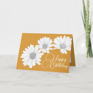 Cartão Modern Girly Daisies Floral Flores Dourado Anivers