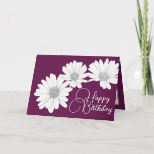 Cartão Modern Girly Daisies Floral Flores Rosa Aniversári