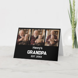 Cartão Modern Grandpa Est. Name Year 3 Photo Card