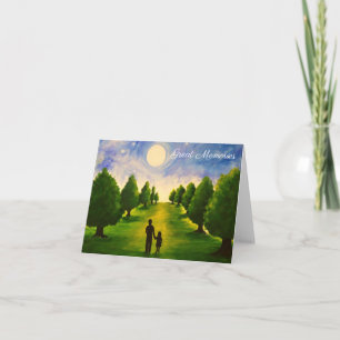 Cartão Modern moonlit evening with trees walking with Dad