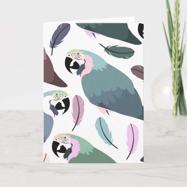 Cartão Modern Parrots Tropical Pattern  (Frente)