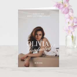Cartão Modern Photo Typography Script Grad Party Folded