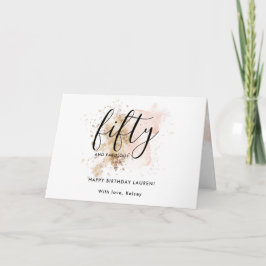 Cartão Modern Pink Dourado Glitter Girly 50º Aniversário