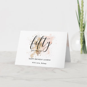 Cartão Modern Pink Dourado Glitter Girly 50º Aniversário