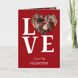 Cartão Modern Red Valentine’s Day Photo Card