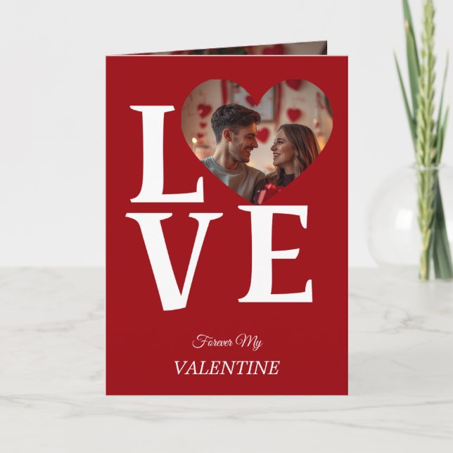 Cartão Modern Red Valentine’s Day Photo Card (Frente)