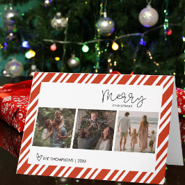 Cartão Modern Script Merry Christmas Family Photo Custom