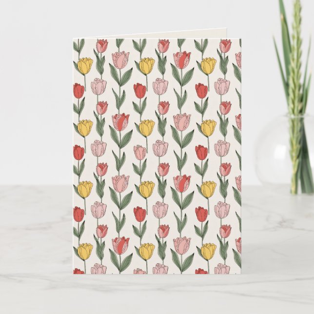 Cartão Modern Tulip Floral Pattern Soft Botanical Spring (Frente)