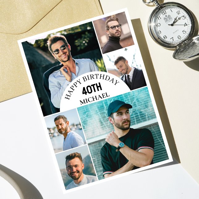 Cartão Moderna qualquer colagem de 6 anos | Foto de anive (Personalize the collage birthday greeting card to create a special keepsake for your loved one!)