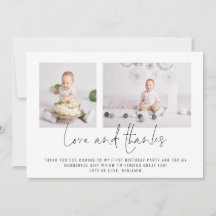 Moderno 2 Fotos Aniversário e Obrigados