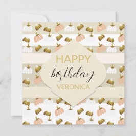 Cartão Moderno  Bege Rosa Artístico Abóbora