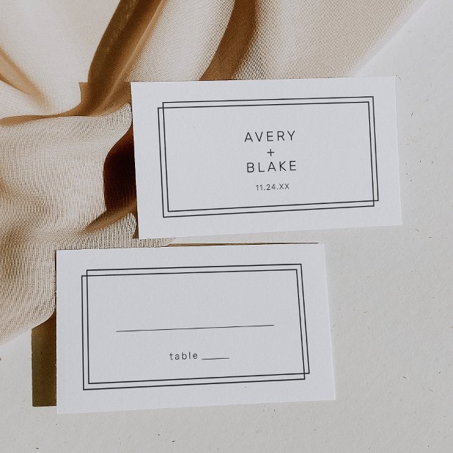 Cartão moderno de Casa Branca e Negra (AVERY Modern Black and White Wedding Place Card)