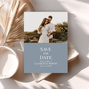 Cartão Moderno de Save the Date em Azul Poeirento