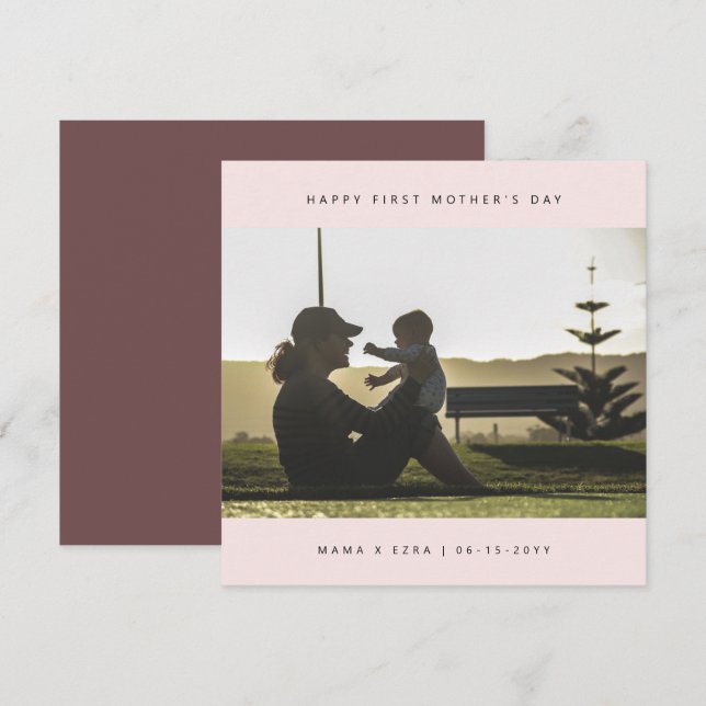 Cartão Moderno do Primeiro Dia de as mães Elegante de Fot (Frente/Verso)