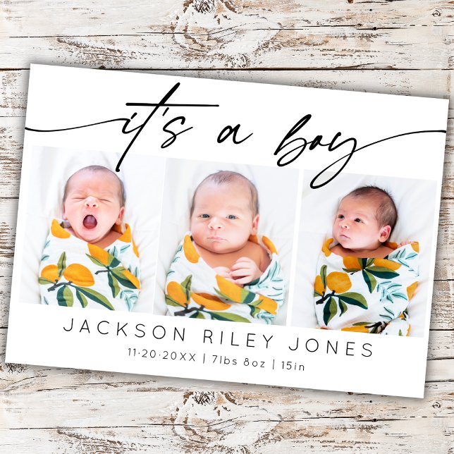 Cartão Moderno É uma Colagem de Fotografias do Boy Baby 3 (Criador carregado)