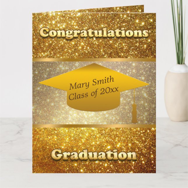 Cartão Moderno Luxo Personaliza Dourada brilho (Frente)