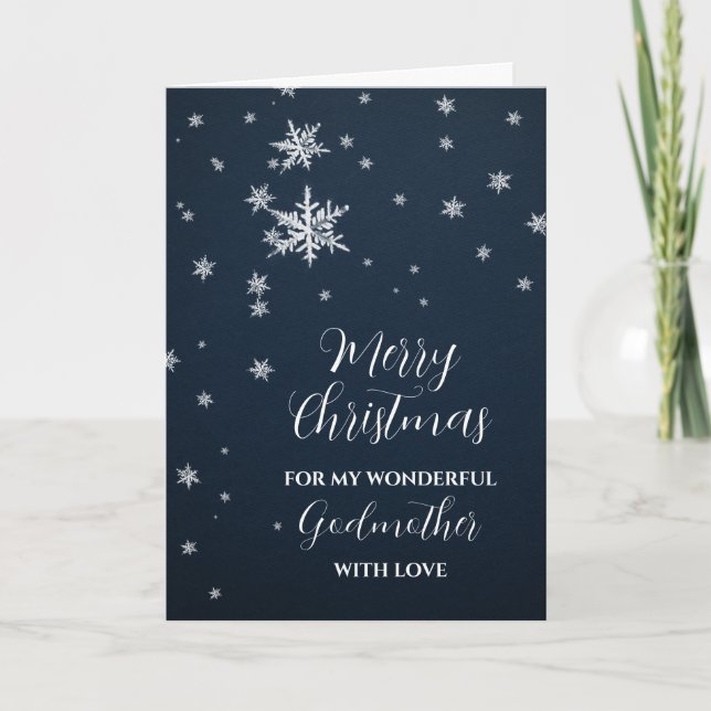 Cartão Moderno Neve Madrinha Feliz Natal (Frente)