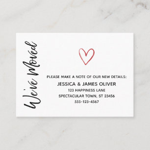 Cartão moderno "Nós já nos movemos" com Coraç