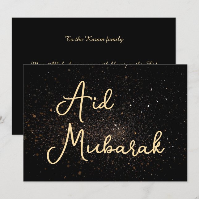 Cartão moderno personalizado de Eid Mubarak (Frente/Verso)