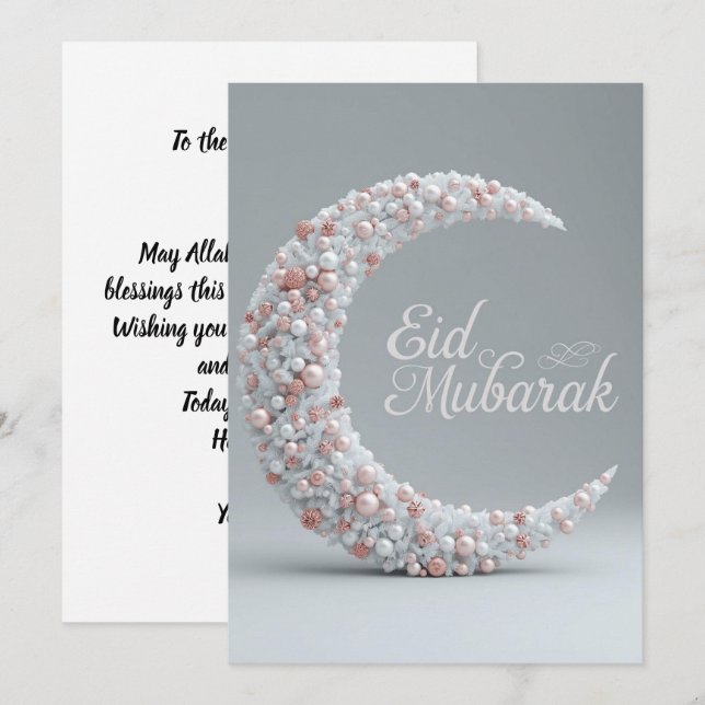 Cartão moderno personalizado Eid mubarak (Frente/Verso)