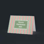 Cartão Moderno Red Green Son Feliz Natal<br><div class="desc">Feliz Natal para o cartão de filho com padrão vermelho e verde herringbone e verso pensativo.</div>