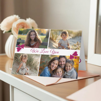 Cartão Moderno Script Quatro Fotos Dia das Mães