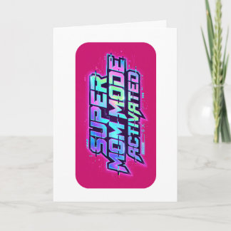 Cartão Modo Super Mãe Ativado Texto Retro Glitch