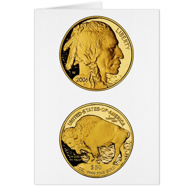 Cartão Moeda do lingote Dourado da prova do búfalo de (Frente)