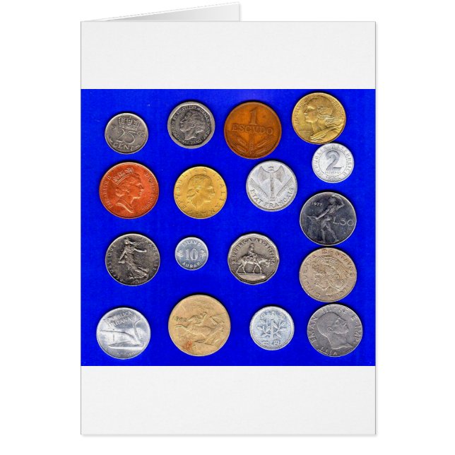 Cartão moedas estrangeiras antigas (Frente)