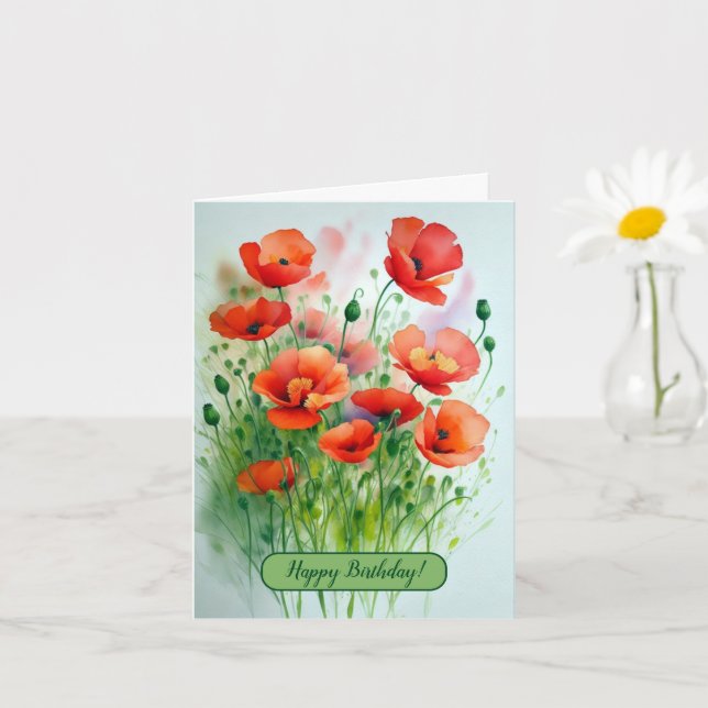 Cartão Mohnblumenwiese, Aquarell -  (Planta pequena)