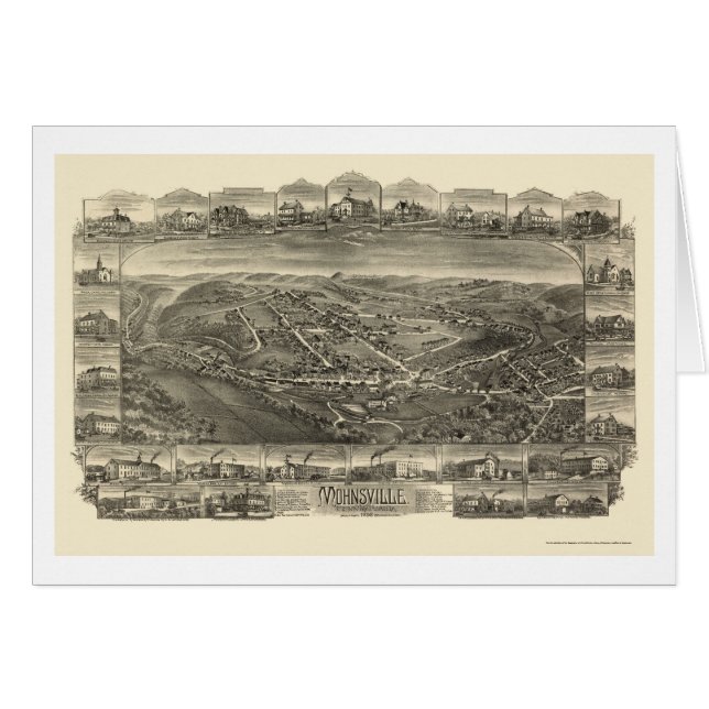 Cartão Mohnsville, mapa panorâmico do PA - 1898 (Frente Horizontal)