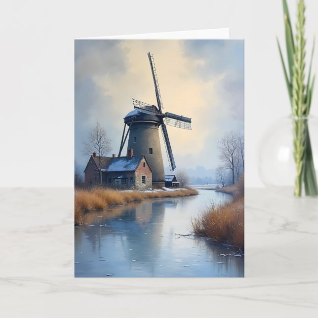 Cartão Moinho de inverno pela Saudação do Vazio do Canal  (Frente)