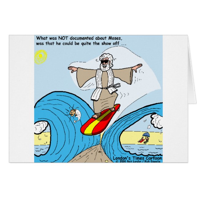 Cartão Moisés Surfs Camisetas Engraçadas De Cartoons Ofer (Frente Horizontal)