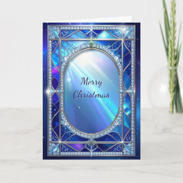 Cartão Moldura Azul Oval Decorativa de Férias