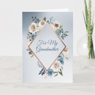 Cartão Moldura de Rosa Azul e Branca