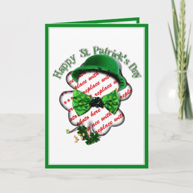 Cartão Moldura de Trevo do Dia de São Patrício com Laço A (Frente)