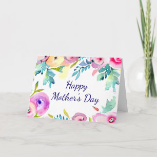 Cartão Moldura floral de primavera em aquarela personaliz