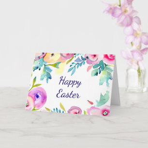 Cartão Moldura floral de primavera em aquarela personaliz