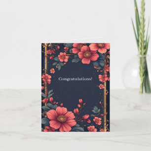 Cartão Moldura Floral Elegante Com Flores Rosas