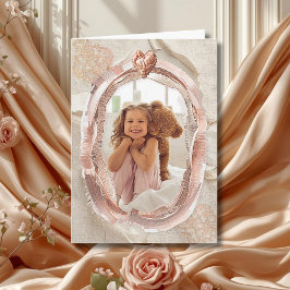 Cartão Moldura para Foto Coração Antigo Cor de Blush Amor