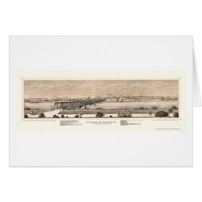 Cartão Moline, mapa panorâmico do IL - 1873 (Frente Horizontal)