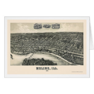 Cartão Moline, mapa panorâmico do IL - 1889