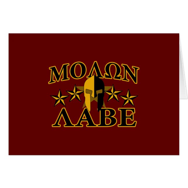 Cartão Molon Labe Spartan Warrior Ouro Burgundy (Frente Horizontal)