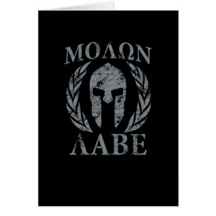 Cartão Molon Labe Warrior Mask Laurels em Preto