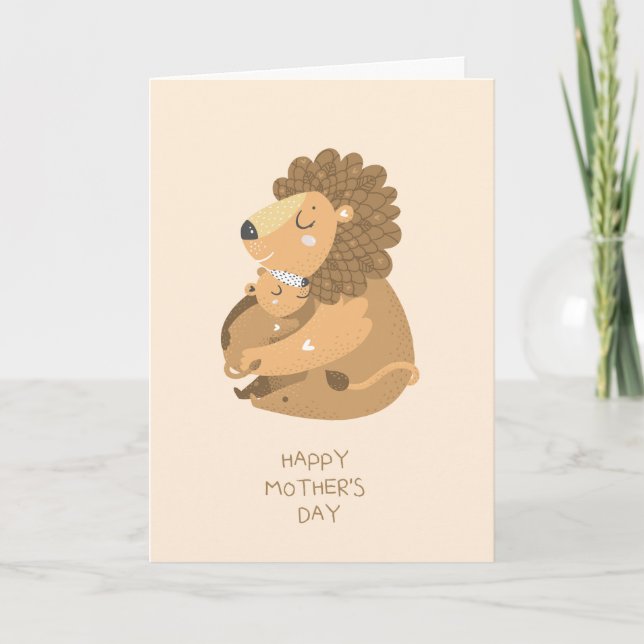 Cartão Mom and Baby Cub Mother's Day Card (Frente)