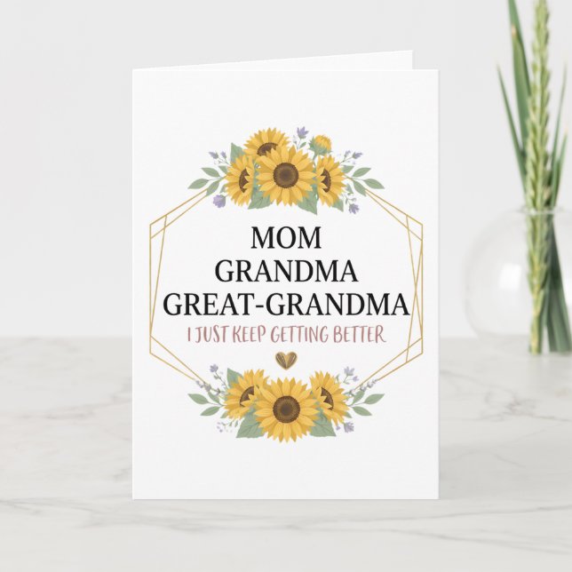 Cartão Mom Grandma Great Grandma Floral Family Pride  (Frente)