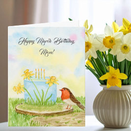 Cartão Mom Happy March Birthday Daffodils