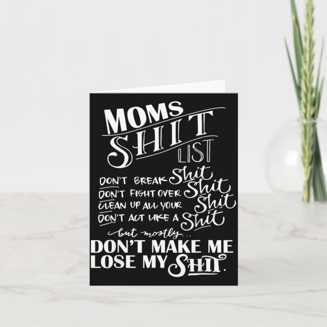 Cartão Mom List Momlife Funny Mom Mothers Day  (Frente)