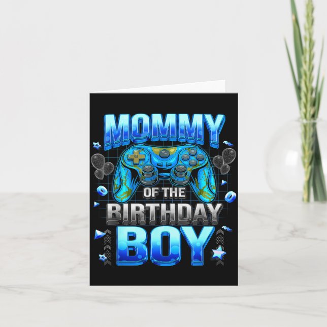 Cartão Mom Of The Birthday Boy Cool Gamer Funny Video Gam (Frente)