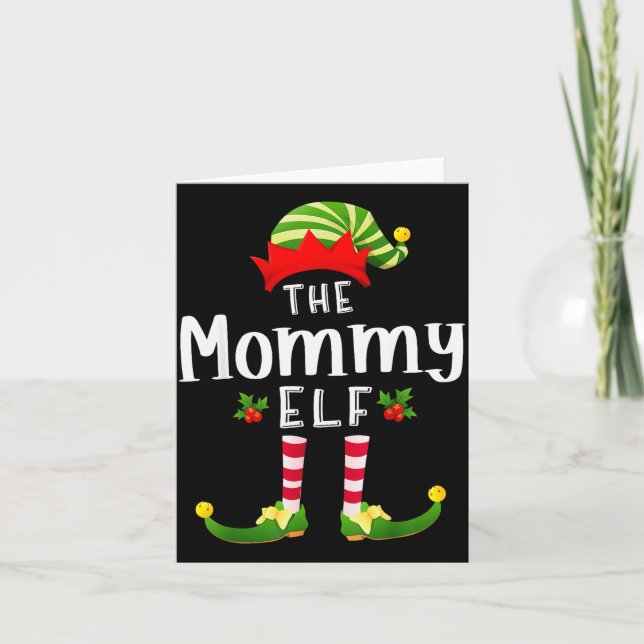 Cartão Mommy Christmas Elf Matching Pajama X-mas Party  (Frente)